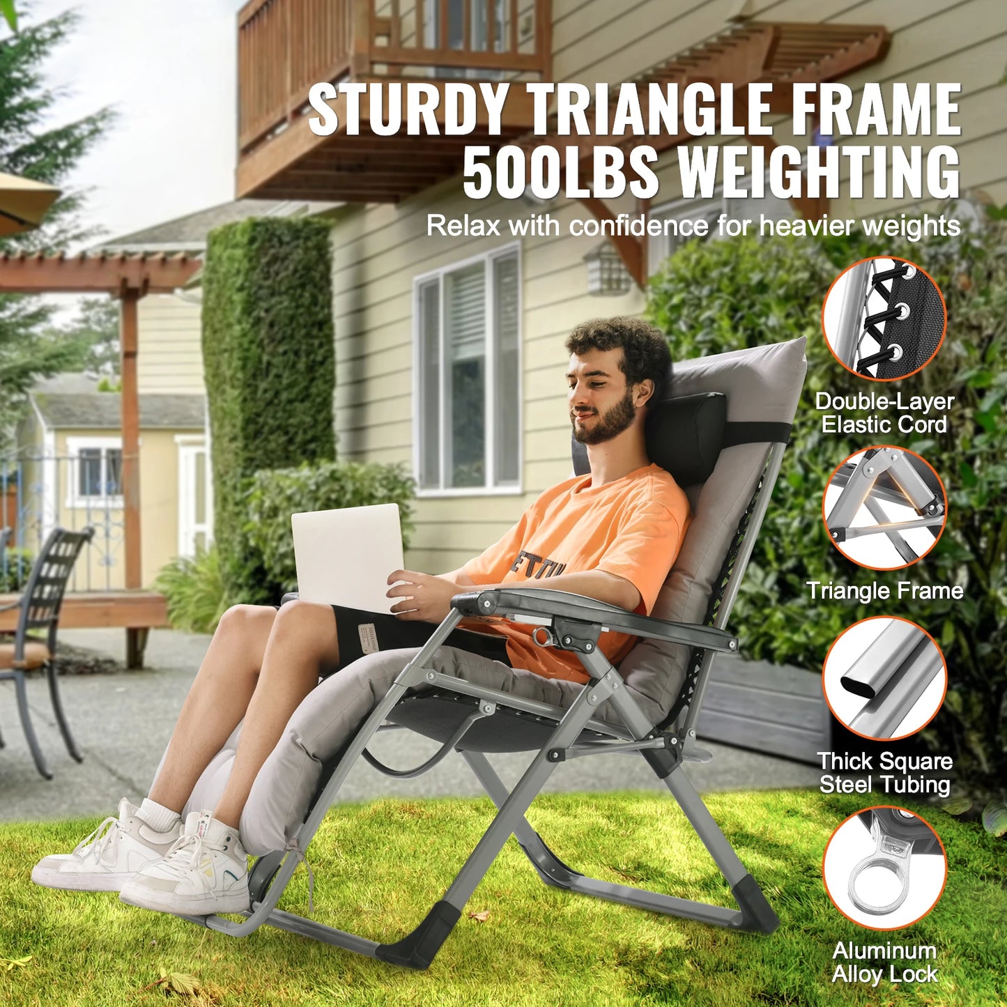 SucceBuy Zero Gravity Recliner Chair – Adjustable Anti-Gravity Lounge with Cushion, Footrest & Cup Holder