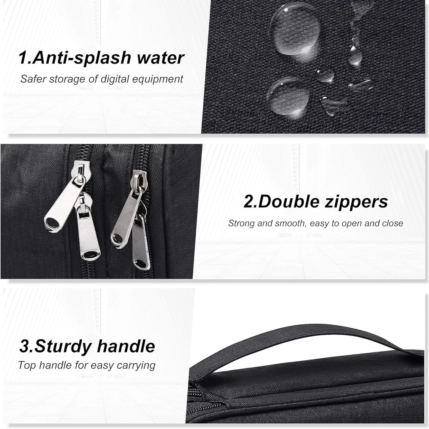 Waterproof Cable Storage Bag: Digital Electronic Accessories Organizer - Portable Travel Case for Cables and Chargers
