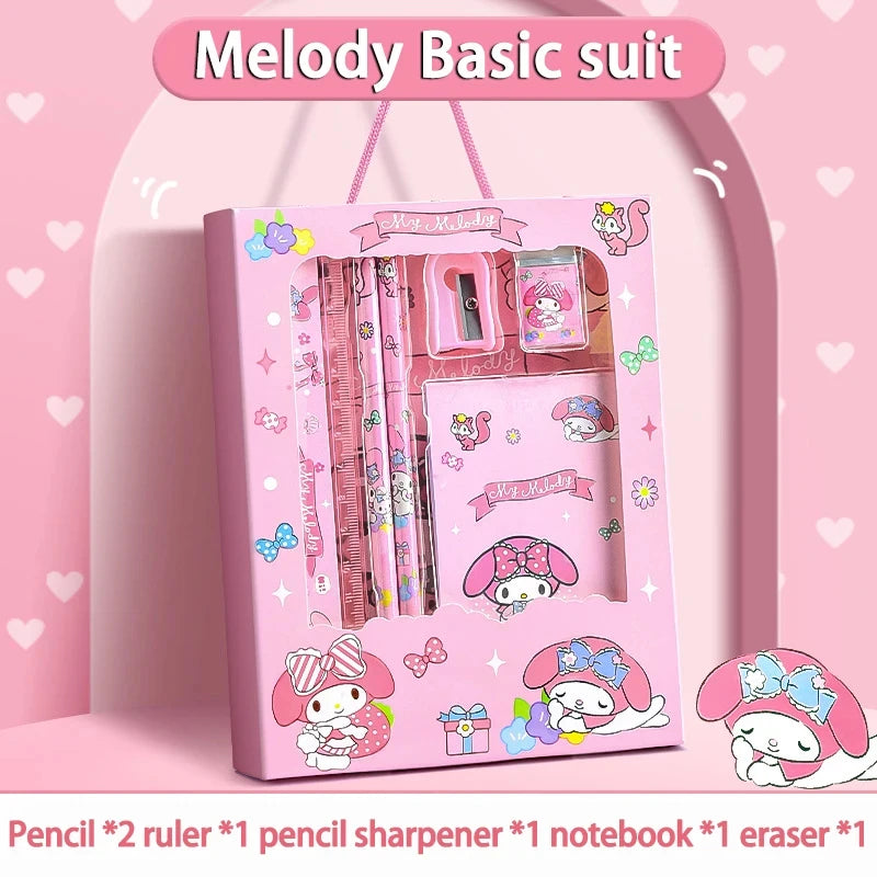 Sanrio Kawaii Stationery Gift Box – 12-Piece School Supplies Set with Kuromi, My Melody & Cinnamoroll for Girls