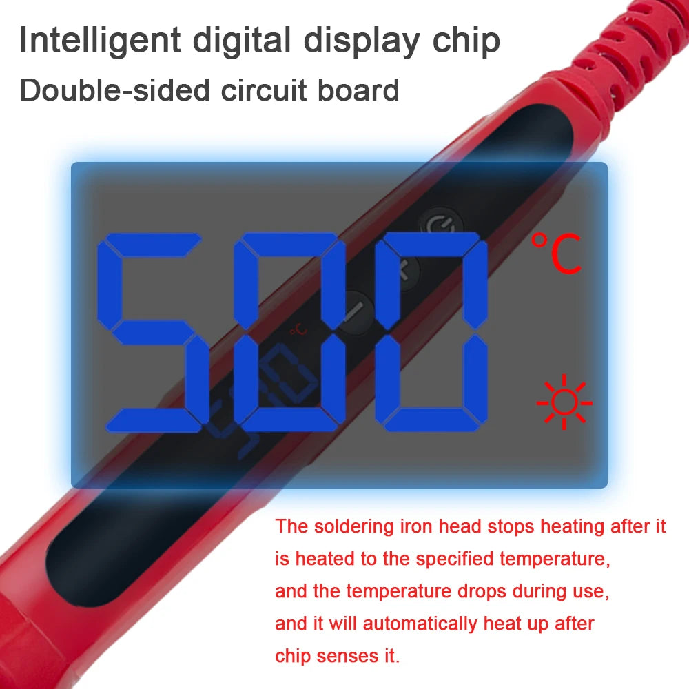 80W Soldering Iron Kit – Adjustable Temperature with LCD, Ceramic Heater, Soldering Tips & Tweezers