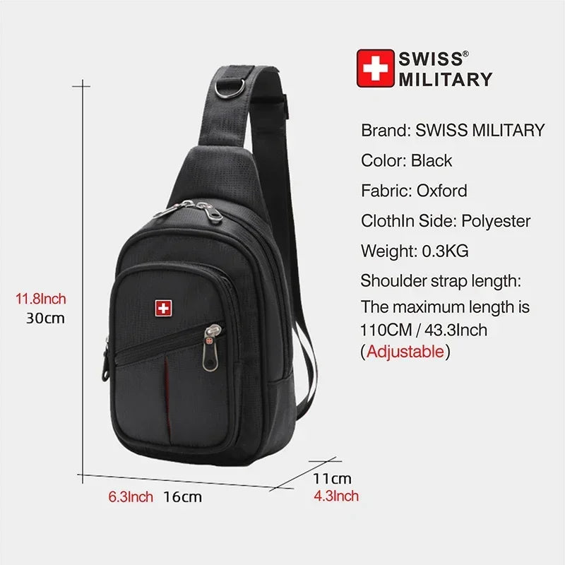 SWISS Men’s Chest Bag – Outdoor Waterproof Shoulder Crossbody Bag, Large Space, Practical & Durable Sling Bag for Men