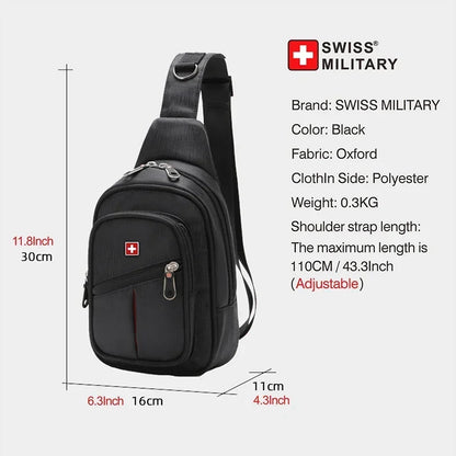 SWISS Men’s Chest Bag – Outdoor Waterproof Shoulder Crossbody Bag, Large Space, Practical & Durable Sling Bag for Men