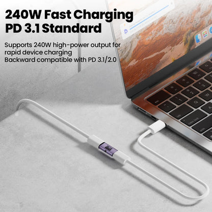 USB-C Female-to-Female Adapter – PD 3.1 240W Fast Charging, 80Gbps Data Transfer, 16K 60Hz Video Support Connector