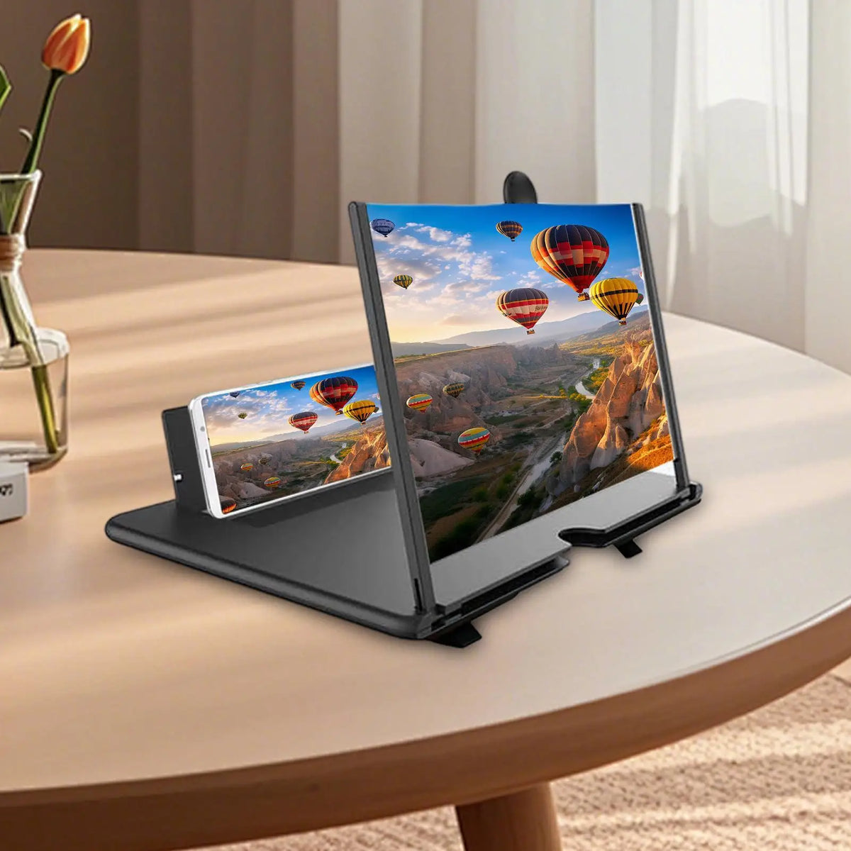 Phone Screen Magnifier - 3D HD Tabletop Cell Phone Enlarger for Seniors, Movies & Video Watching