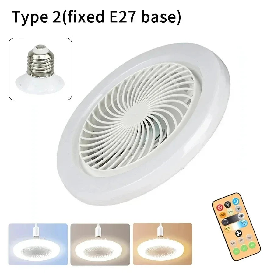 Smart 3-in-1 Ceiling Fan Light E27 Adapter - Remote Control Lighting Base for Bedroom & Living Room, 85-265V