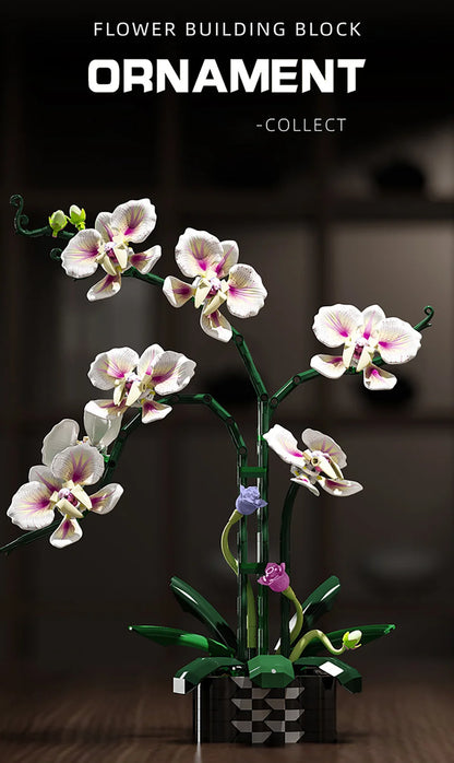 Orchid Cymbidium Building Blocks Set – DIY Potted Phalaenopsis Flower Simulation Toy for Valentine’s Gift