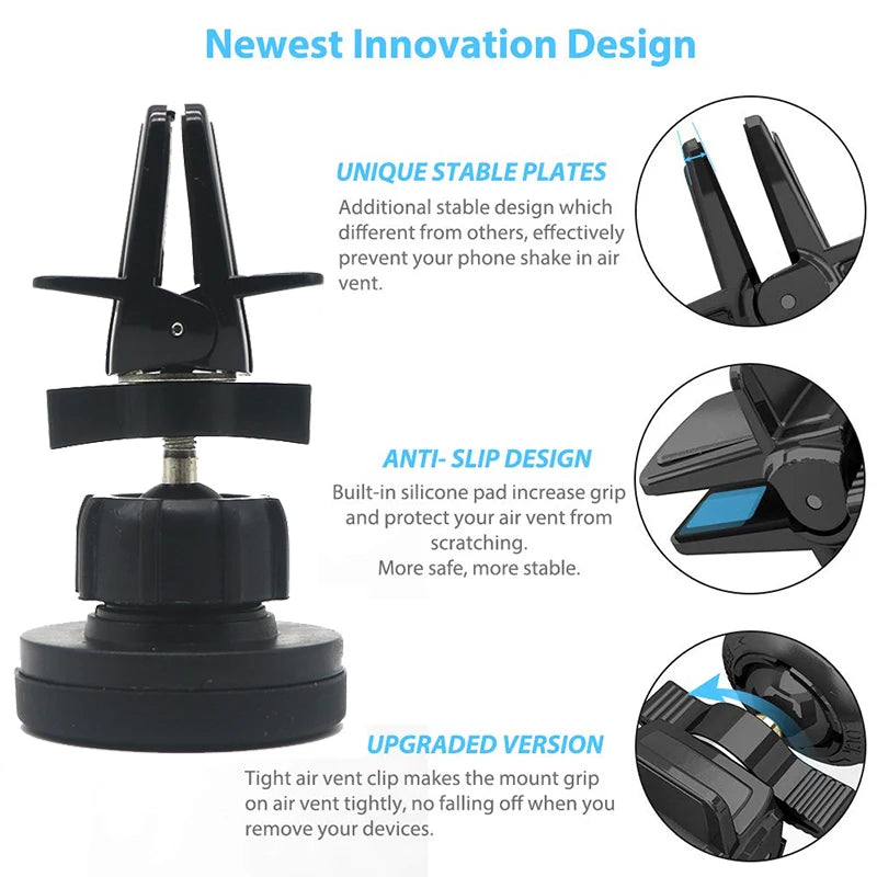 Magnetic Car Phone Holder - 360° Rotating Air Vent Mount for iPhone Samsung Xiaomi Smartphones
