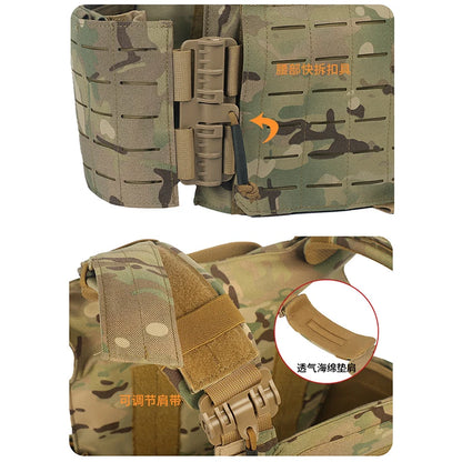 New 6094 Tactical Vest – Quick Detachable, Lightweight Laser-Cut Combat Gear with Protective Plate Carrier