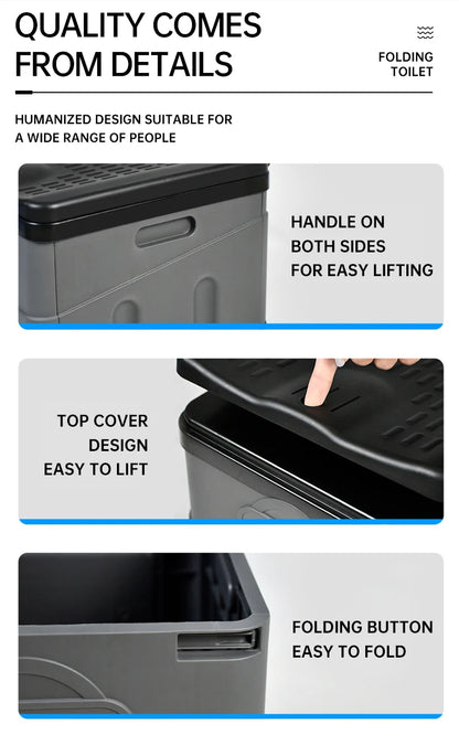 Portable Outdoor Camping Toilet – Odor-Proof Folding Emergency & Multifunctional Travel Toilet