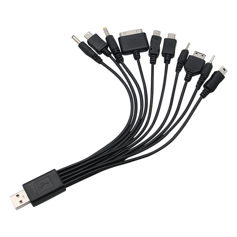 10-in-1 Multi-Head USB Charging Cable - Universal Multi-Port Phone Charger Cord for Samsung, Nokia & More