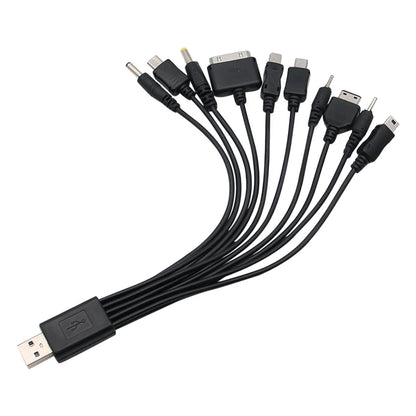 10-in-1 Multi-Head USB Charging Cable - Universal Multi-Port Phone Charger Cord for Samsung, Nokia & More