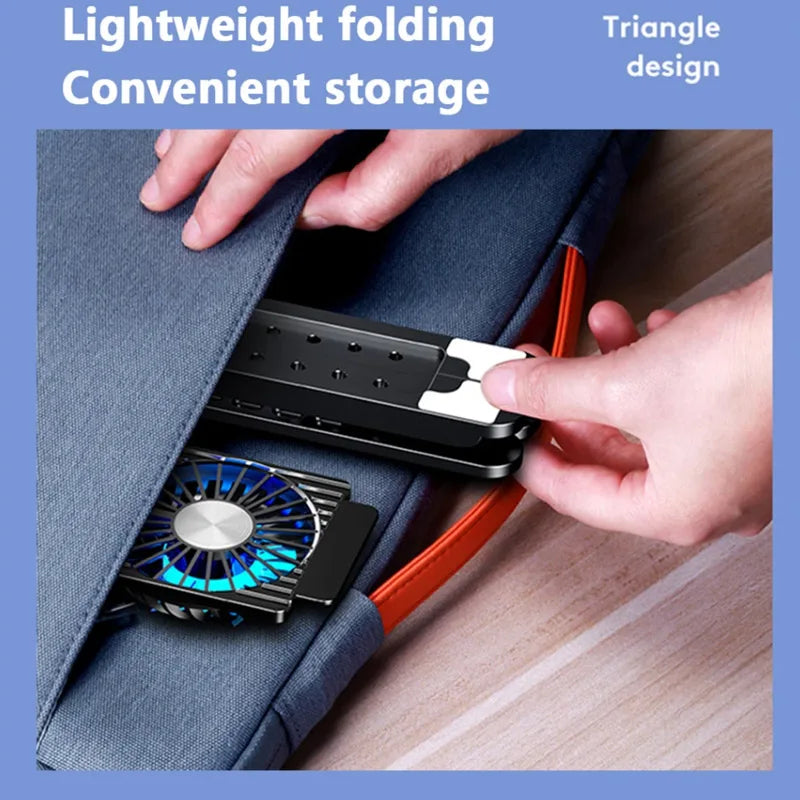 New Foldable Laptop Cooler Base Stand - Portable Cooling Pad with 4 Fans, Adjustable Notebook Stand for 13-17.3 Inch Laptops