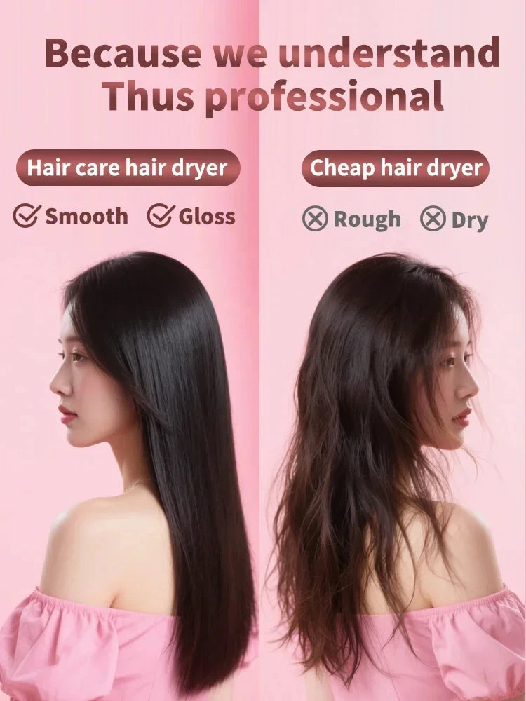 EU High-Speed Leafless Hair Dryer – Negative Ion Salon Diffuser Nozzle for Precise Styling