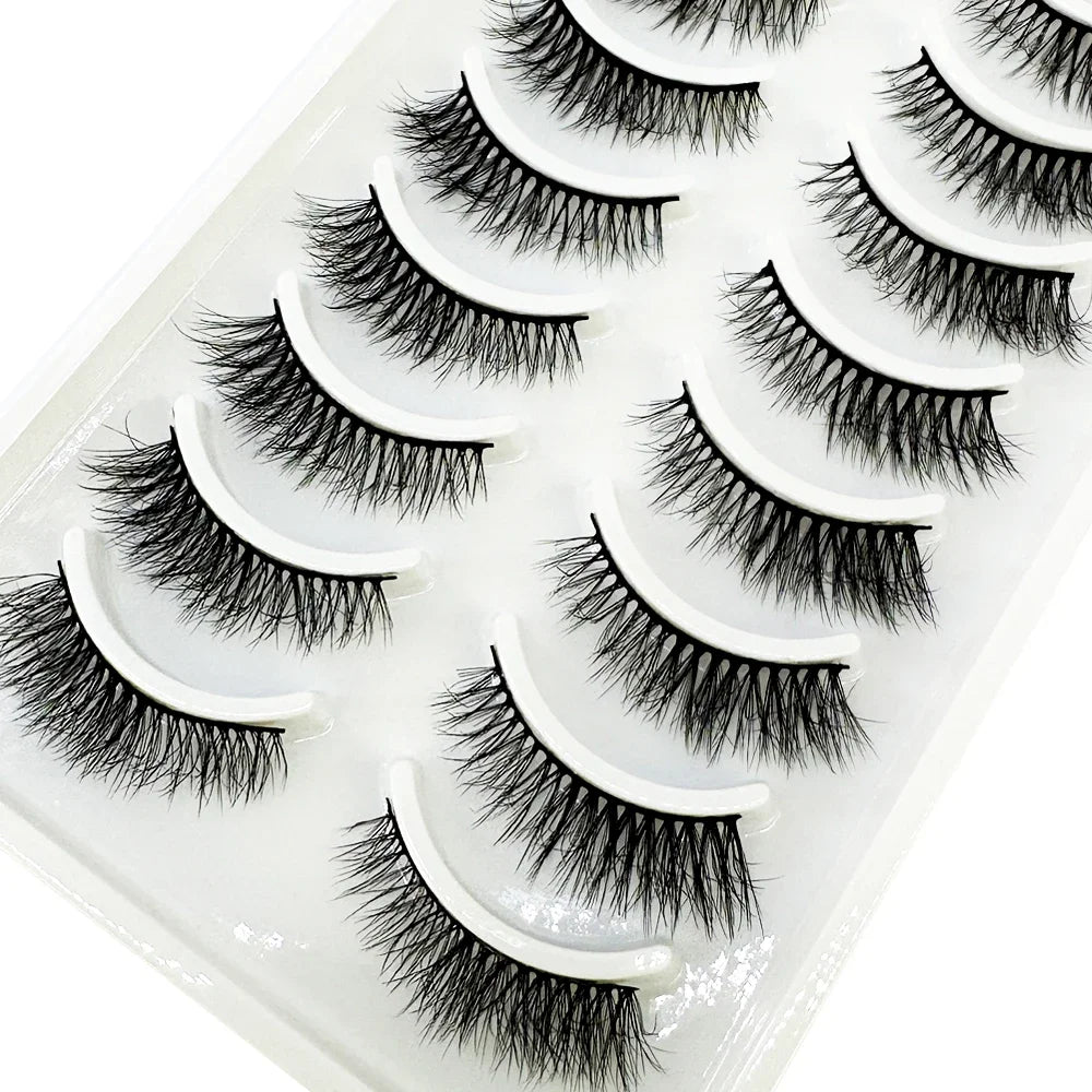 5/10 Pairs 3D Mink False Eyelashes – Wispy Handcrafted Full Strip Short Natural Lashes for Makeup