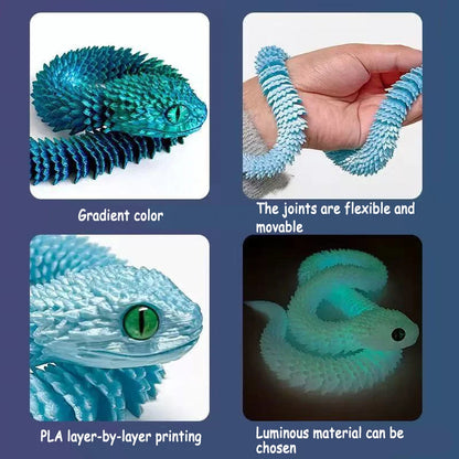 3D Printed Multi-Joint Dinosaur & Snake Fidget Toy – Movable Stress Relief Toy for Adults, Kids, Autism, and Desktop Decor