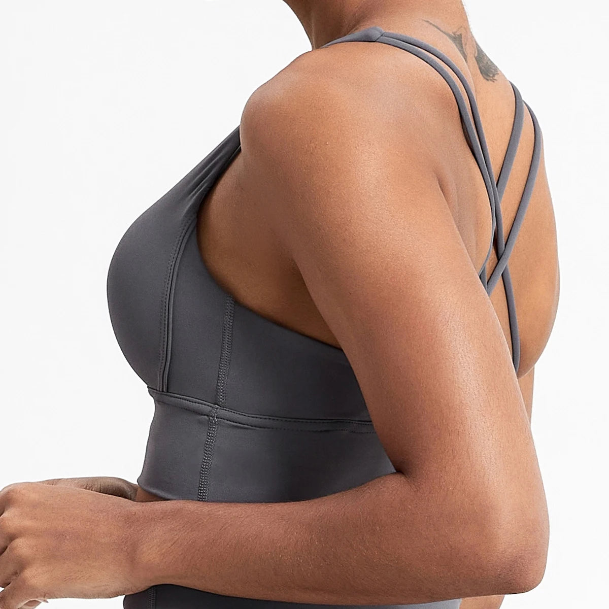 Push-Up Sports Bra for Women – Cross Back Yoga Crop Top, Shockproof Gym Fitness Bra for Running & Workout