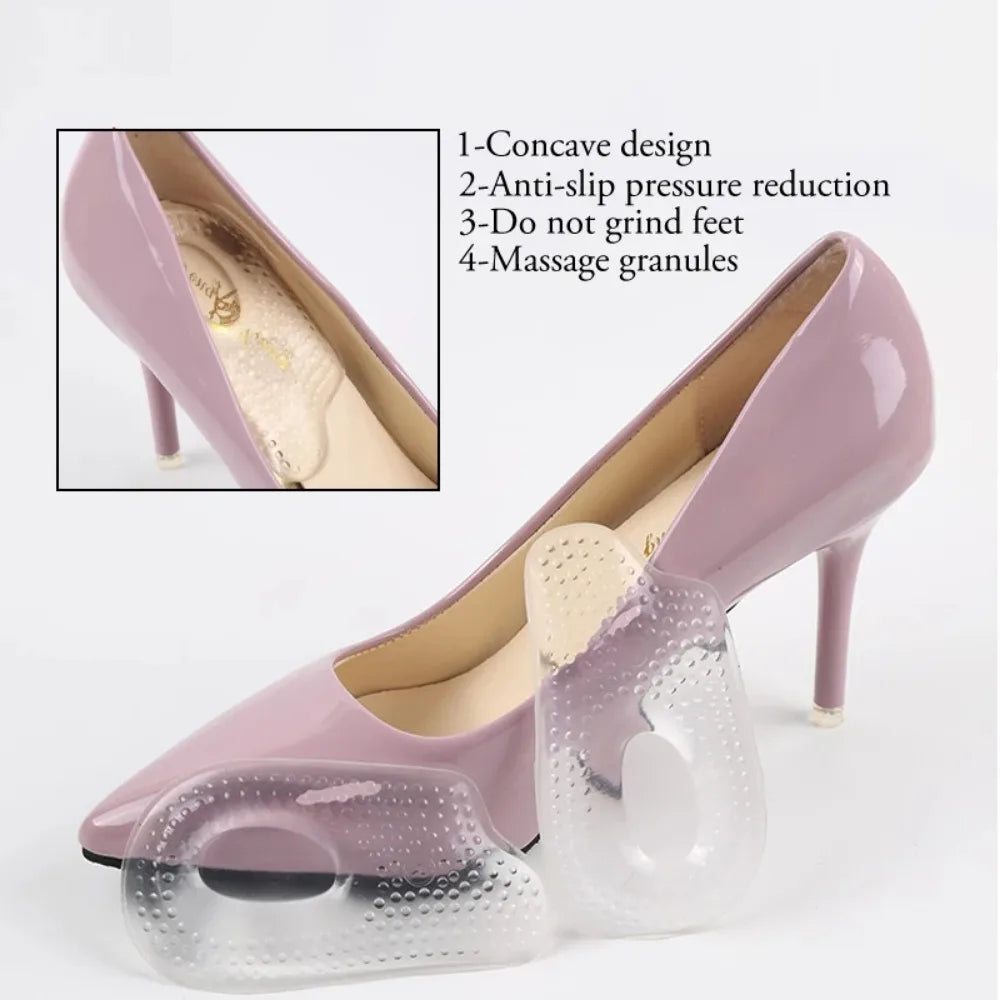 Soft Silicone Gel Heel Pads - Shock Absorbing Self-Adhesive Heel Cups for Heel Spur Support & Cushioning