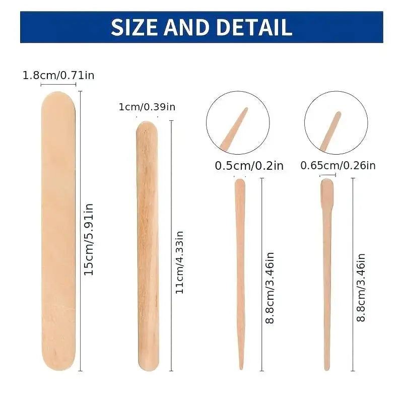 500PCS Disposable Wooden Wax Sticks – Hair Removal Spatula for Face, Eyebrows & Body Waxing, Beauty Tool