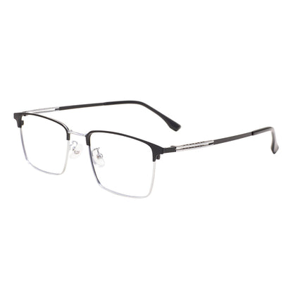 Comfortable Rectangular Men’s Business Glasses – Full Rim Browline Metal Frame for Optical Prescription Lenses