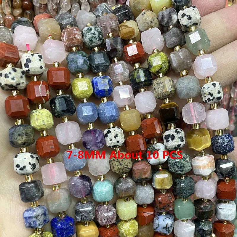 Natural Gemstone Beads - Agate Quartz Turquoise Faceted Rondelle Spacer Beads for DIY Jewelry Making & Bracelets