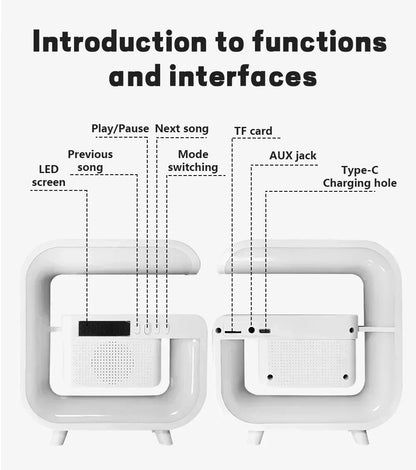 Multifunction Wireless Charger Pad — Stand, Speaker, TF Card, RGB Night Light, Fast Charging Station for iPhone 16/15, Samsung, Xiaomi, Huawei