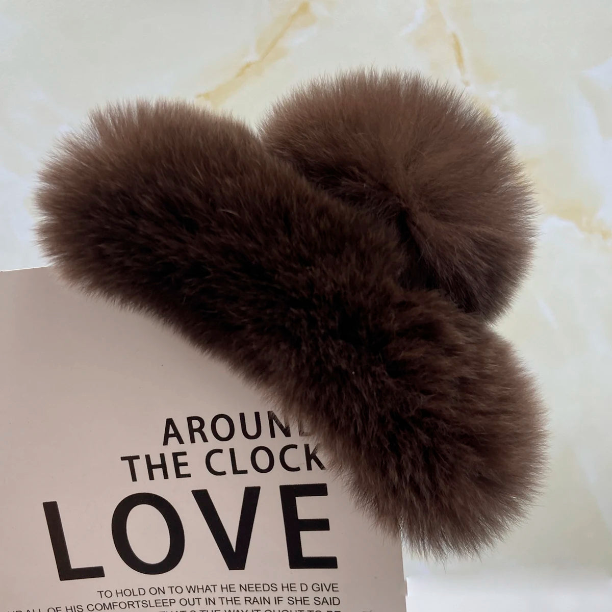 Winter Fuzzy Hair Claw for Women – Warm Fluffy Natural Rex Rabbit Fur Hair Clip, Elegant Fashion Party Accessory