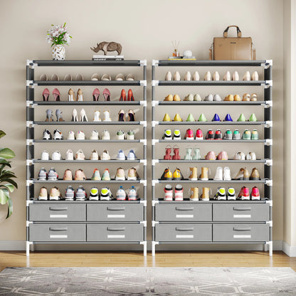 Tribesigns 10-Tier Shoe Rack Organizer – Vertical Shoe Shelf with 4 Drawer Bins, Holds 32 Pairs for Closet & Entryway