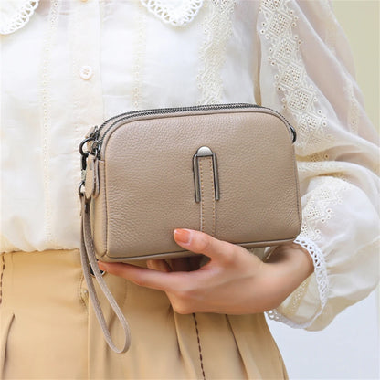 Luxury Genuine Leather Women's Crossbody Bag – Solid Color Shoulder Bag, Clutch & Messenger Purse