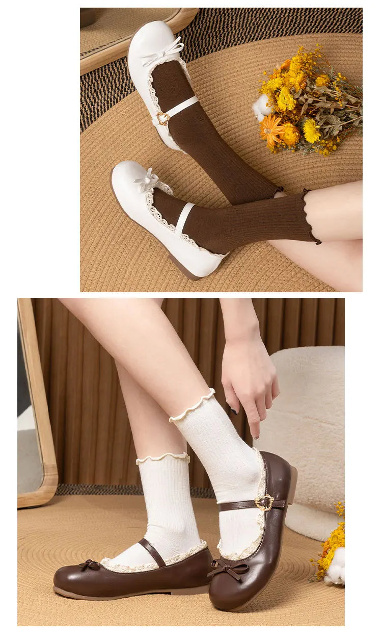 Women’s Mary Janes Flats – Pink & White Round Toe Lolita Ballet Shoes with Buckle Strap, Spring Autumn Plus Size