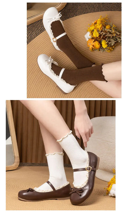 Women’s Mary Janes Flats – Pink & White Round Toe Lolita Ballet Shoes with Buckle Strap, Spring Autumn Plus Size