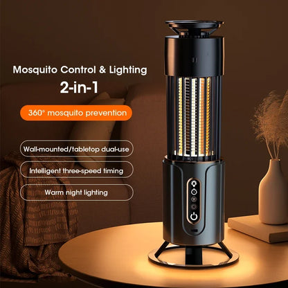 Mosquito Killer Lamp & USB Camping Lantern — Electric Insect Fly Trap with Timing Function for Outdoor Repellent