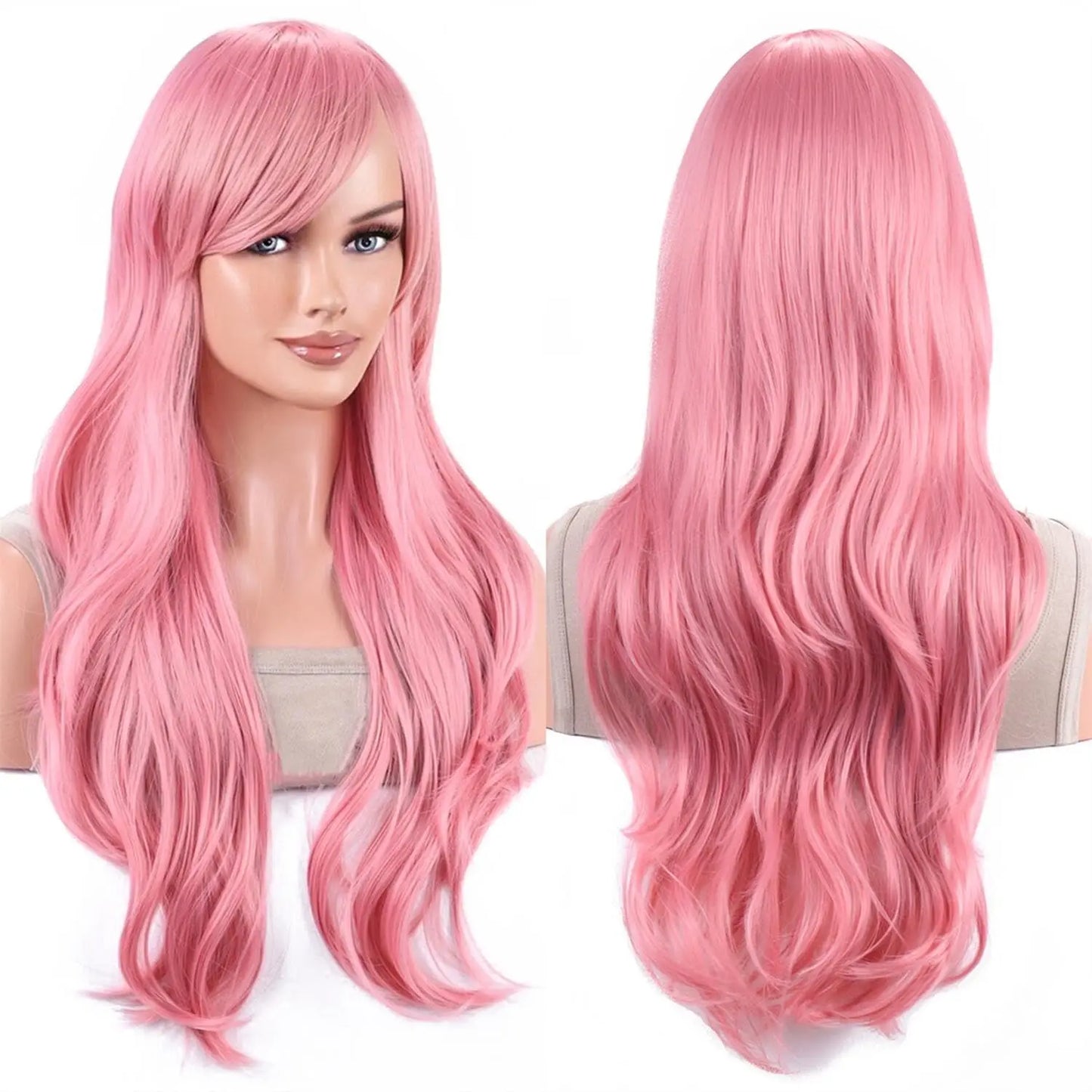 Aideshair 28" Long Wavy Curly Synthetic Wig – Heat Resistant Cosplay Wig for Women with Free Wig Cap
