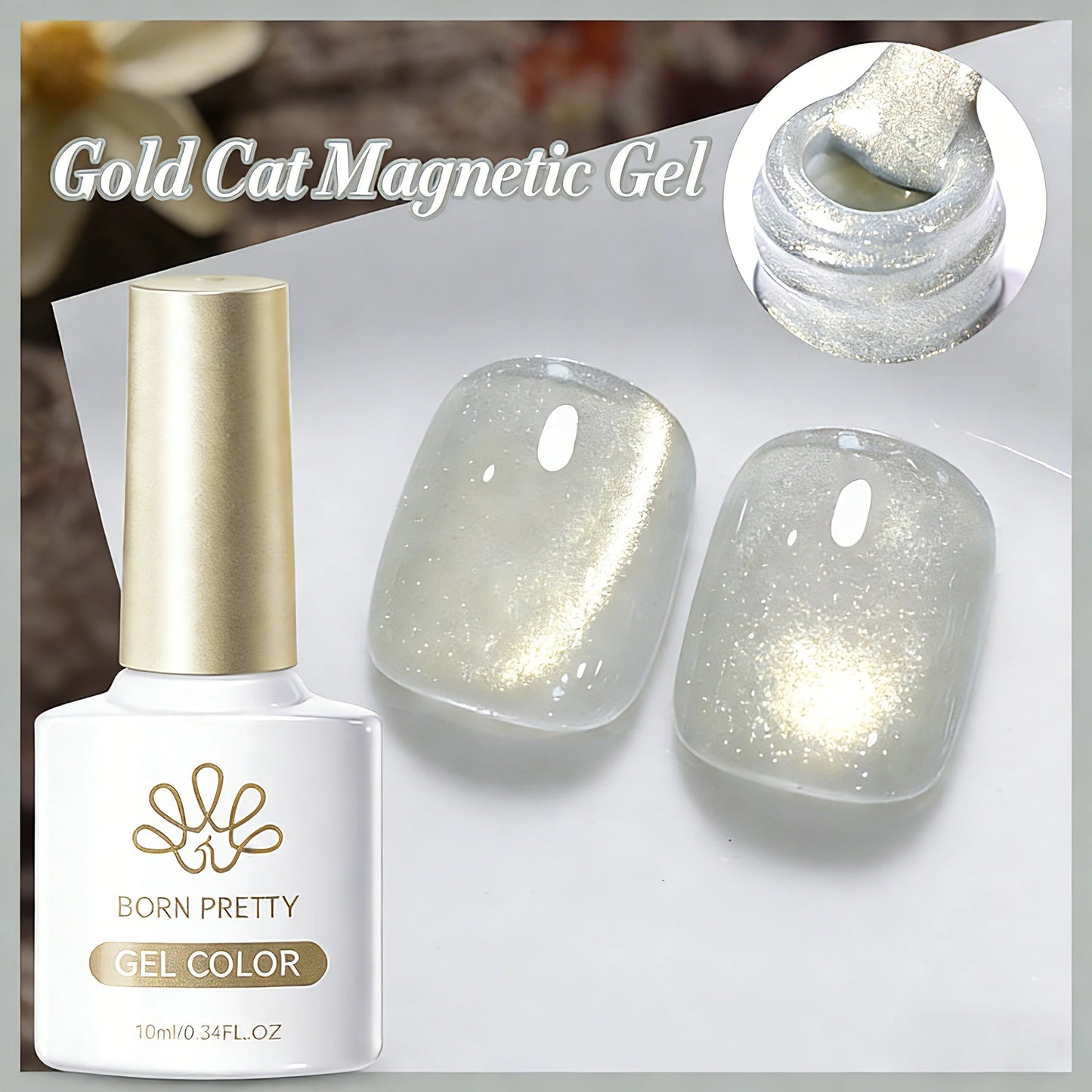 BORN PRETTY Cat Magnetic Gel Nail Polish 117 Colors 10ml Full Coverage Semi-Permanent Soak-Off Nail Varnish for Salon Manicure Glitter Cat Eye Nails