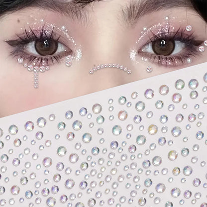 3D Holographic Teardrop Rhinestone Stickers - Self-Adhesive Crystal Diamond Face, Eye & Hair Decoration Tattoos