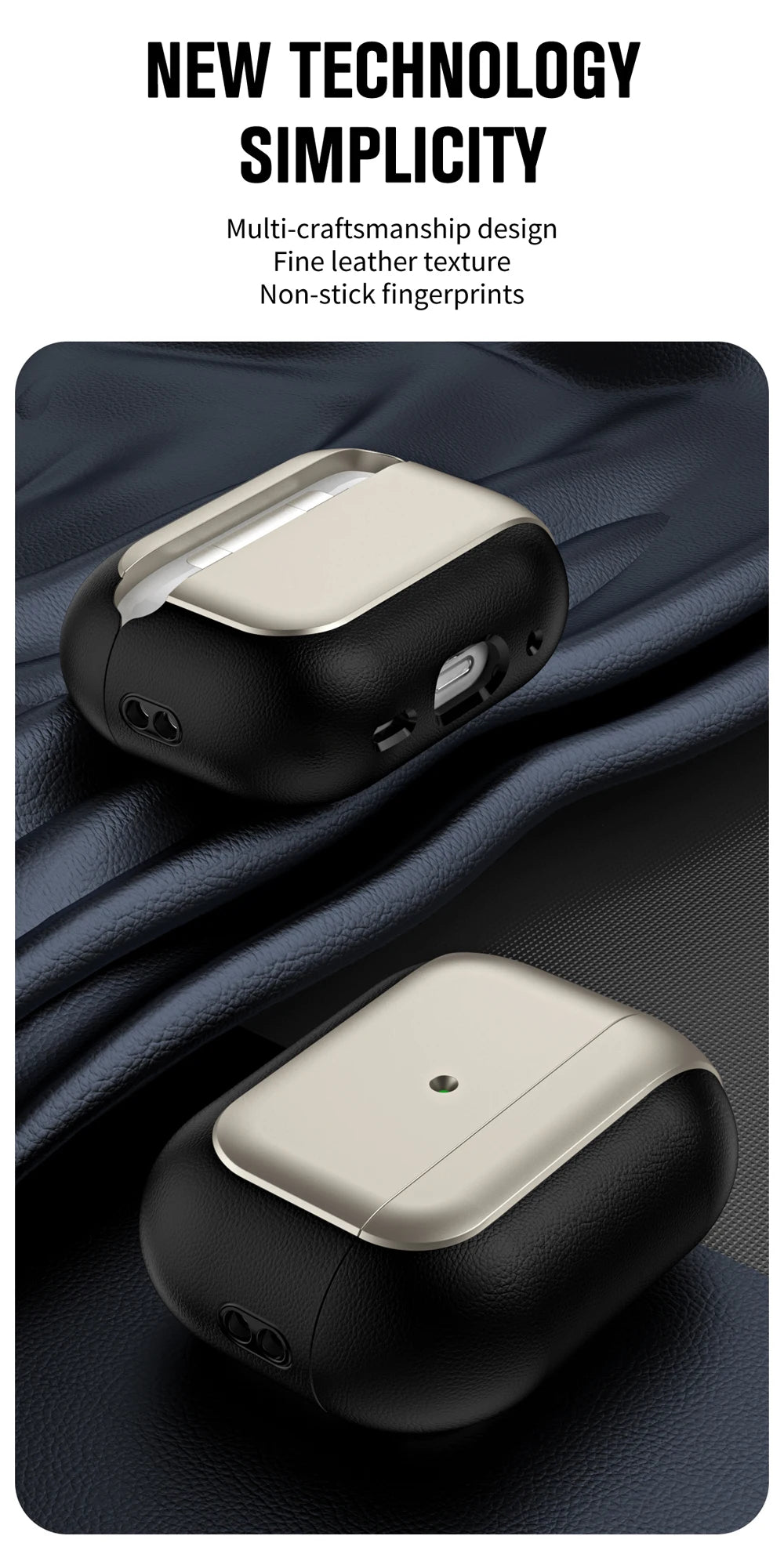 Luxury Leather Pattern Earphone Case for AirPods Pro 2/3/4 – Shockproof ANC Cover with Lanyard