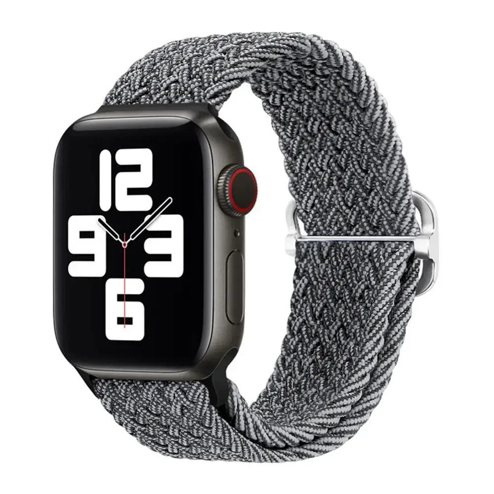Braided Solo Loop Apple Watch Ultra Band – Elastic Nylon Adjustable Sport Bracelet Strap for iWatch SE, Series 3–9 (38mm–49mm)