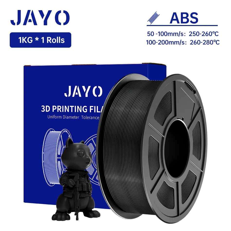 JAYO ABS 3D Printer Filament 1.75mm – High Toughness 1KG/Roll, Available in 1/2/3/5/10 Rolls