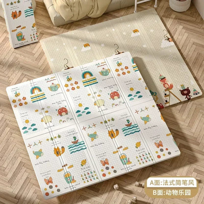 Foldable Children’s Play Mat – XPE Foam Baby Blanket, Soft Crawling Floor Pad, Activity Rug with Carry Bag