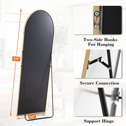 Full Body Wall Mirror 59"x16" – Standing or Wall-Mounted with Aluminum Alloy Frame for Bathroom & Bedroom