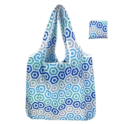 Portable Foldable Shopping Bag – Large Capacity Nylon Tote with Fashion Prints, Lightweight Reusable Travel & Grocery Essential Bag