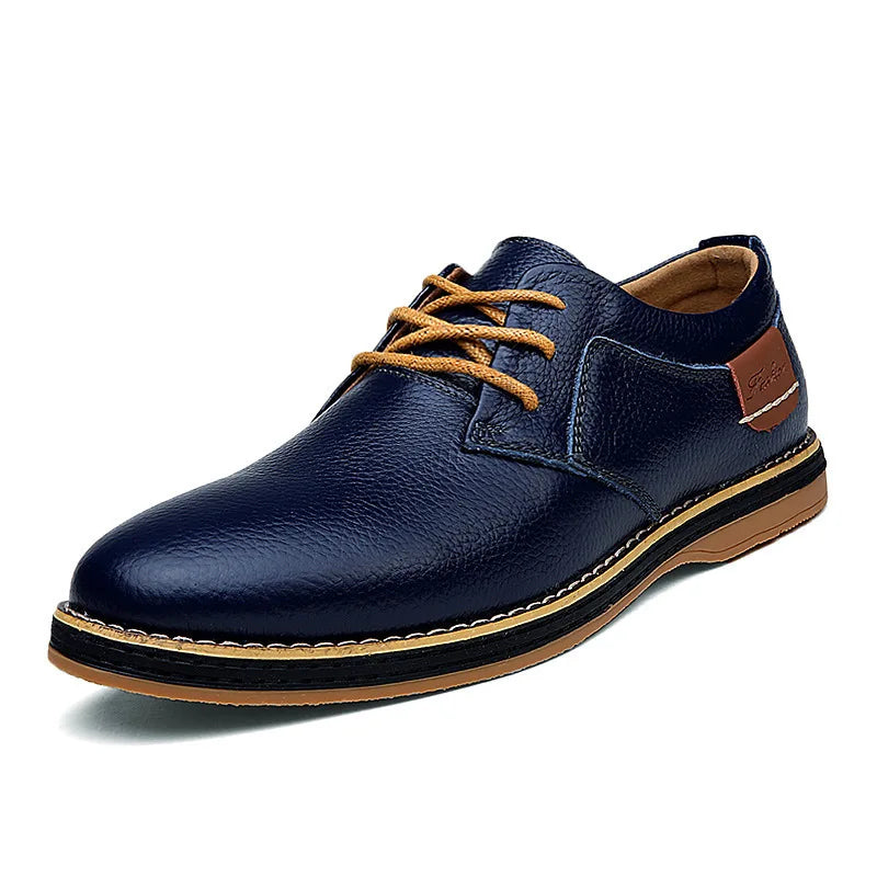 Men’s Genuine Leather Oxford Shoes - Classic Lace-Up Business Casual Dress Shoes Large Size 38-48