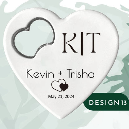 Custom Heart-Shaped Magnet Bottle Opener – 10-30pcs Engraved Bridal Shower & Wedding Party Favors in Bulk
