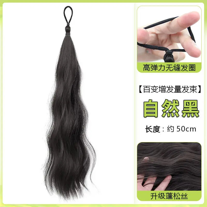 50cm Synthetic Self-Winding Ball Head Wig Hair Bundle – Highlight DIY Bun for Women, Volume-Boosting Bud Hair Extension