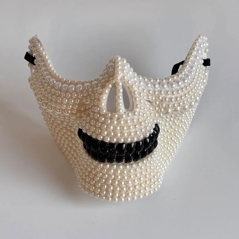 Ghost Rider Pearl Mask - Handmade Horror Half Face Halloween Carnival Mask