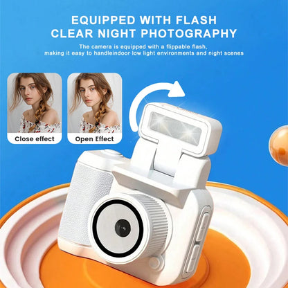 Y4000 Mini HD 1080p Camera with Screen — Portable Retro Compact Video Recorder with Flash Lamp & Battery Dock