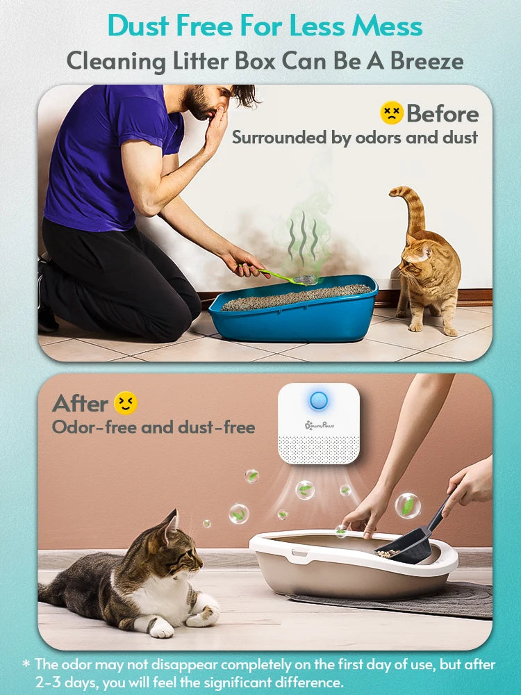 DownyPaws 4000mAh Smart Cat Odor Purifier: Deodorizer for Cat Litter Box & Pet Toilet - Air Purifier for Dog and Cat Litter Deodorant