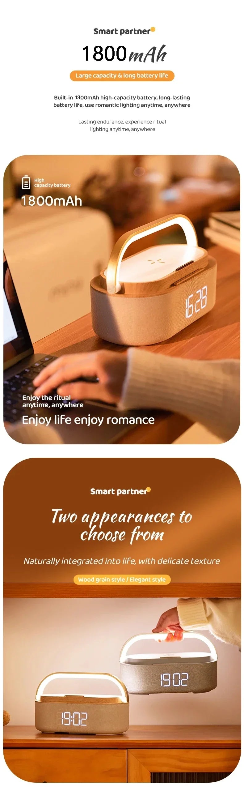 Portable Bluetooth Speaker with Wireless Charging — FM Radio, Alarm Clock, Music Sound Box, Night Light & Charger Lamp