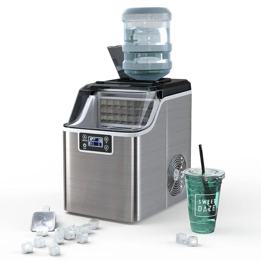 40LBS/24H Portable Ice Maker – Compact with Top Water Inlet, Auto Self-Cleaning, 15 Ice Cubes in 24 Minutes