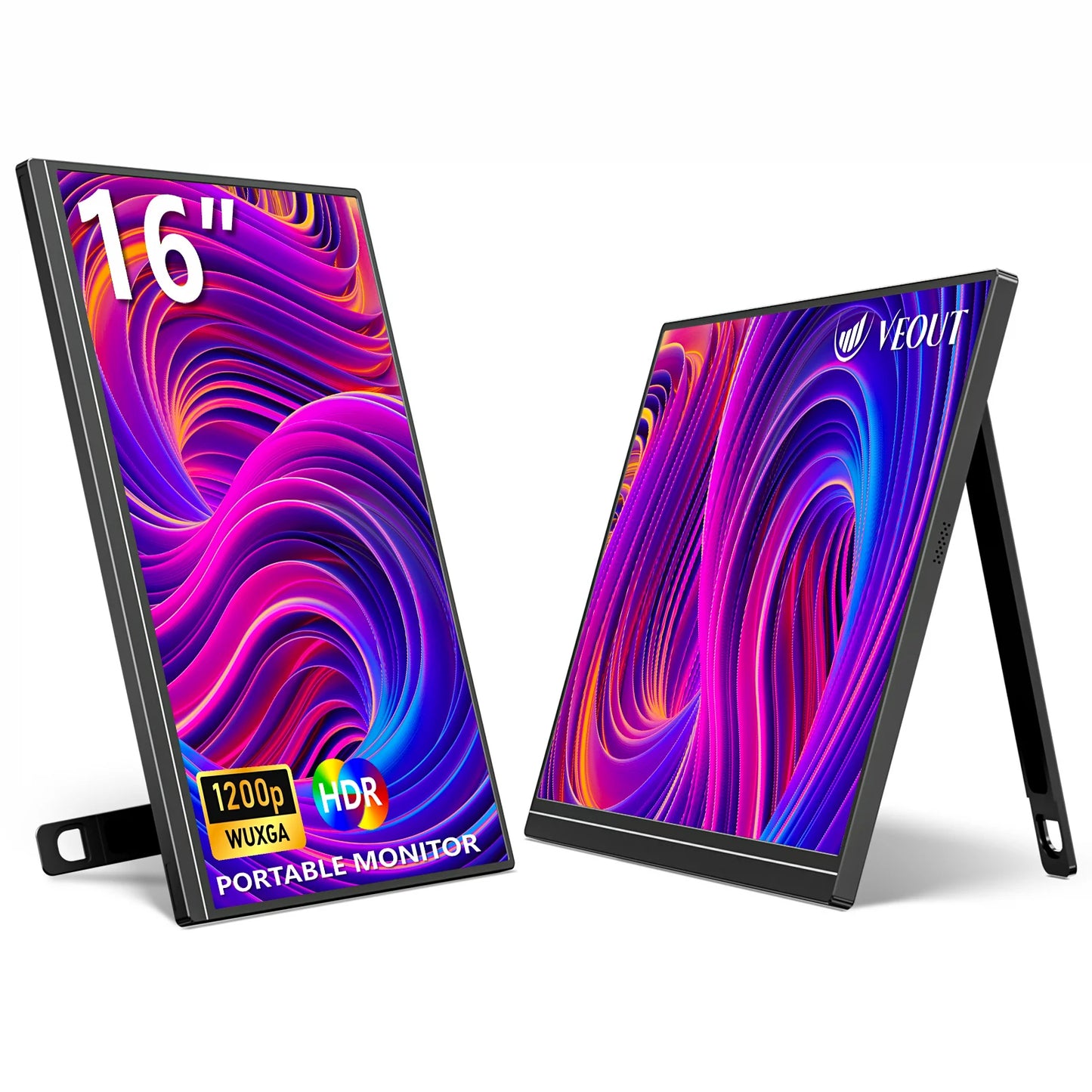 VEOUT 16-Inch 60Hz Gaming Portable Monitor – 16:10 IPS 1200P LCD FHD External Display for Laptop & Phone