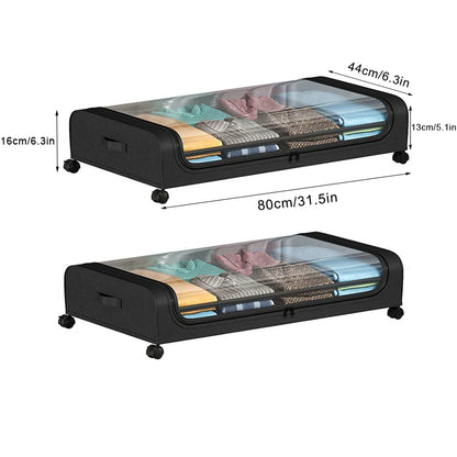 Under-Bed Storage Box with Wheels — Large Capacity Dustproof Organizer for Quilts, Clothes, Toys, and Bedroom Items